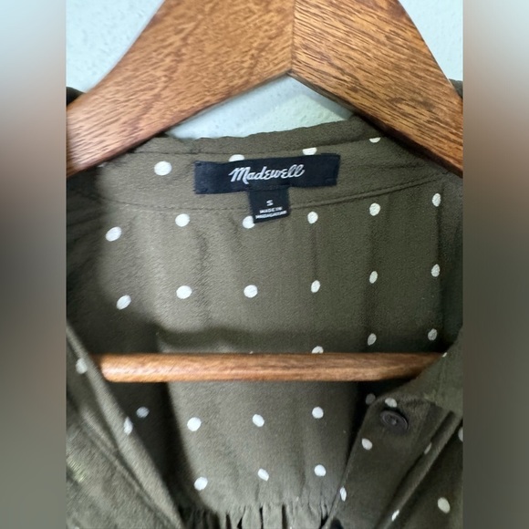 Madewell Central Drapey Popover Shirt in Grid Dot Kale Size Small - Picture 10 of 12